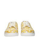 Versace Herrens Sneakers aus weißem/gelbem Leder