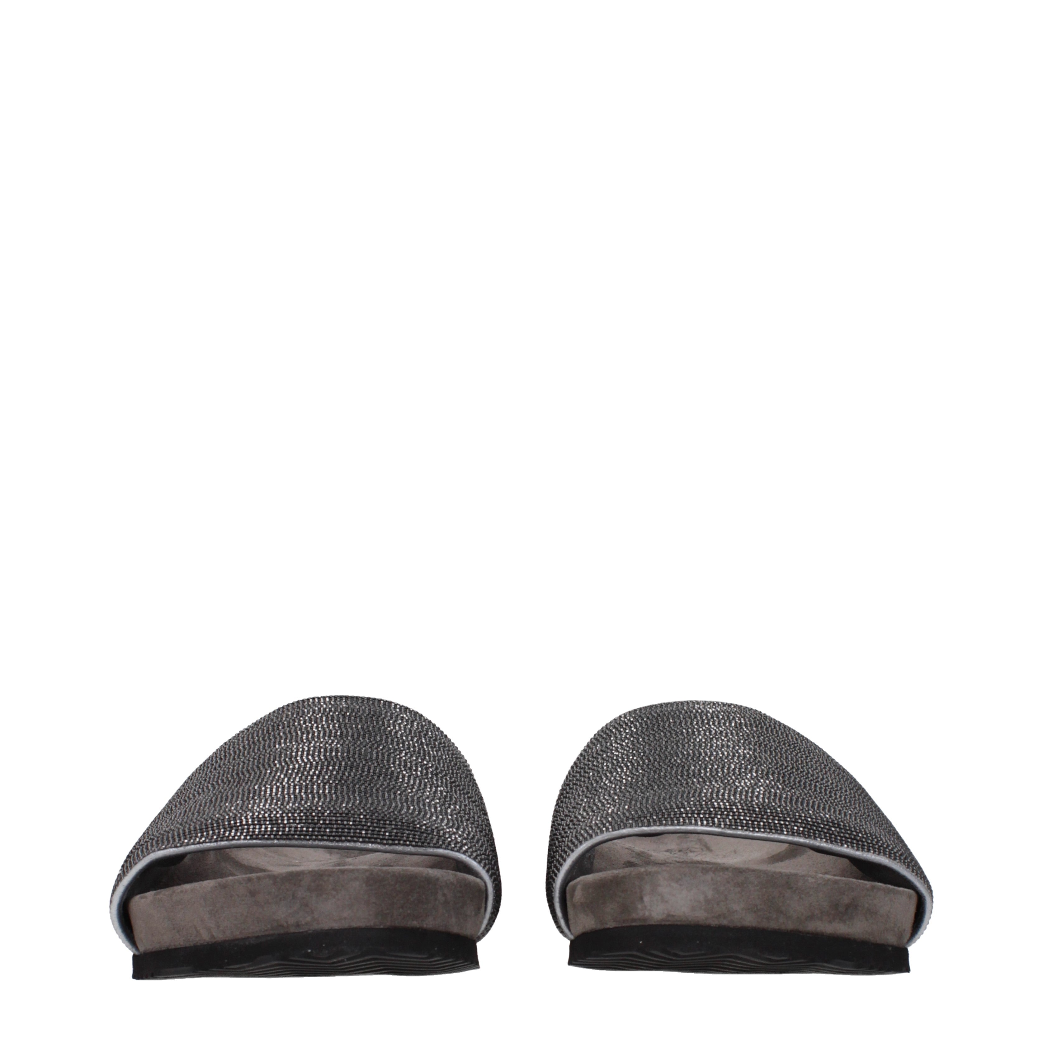 Brunello Cucinelli Donna's Pantofole E Zoccoli In Pelle Scamosciata Grigio/Grigio Scuro