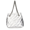 Balenciaga Women's Silver Leather Crush Shoulder Bag