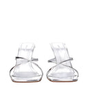 Amina Muaddi Adriana Women's Patent Leather Silver Sandals