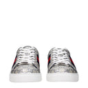 Gucci Sneakers Ace Herens Stof Zilver/Blauw