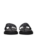 Versace Herrens Flip-Flops aus schwarzem/silberfarbenem Stoff