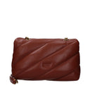 Pinko Crossbody Bag Love Puff Women's Leather Brown/Light Brown