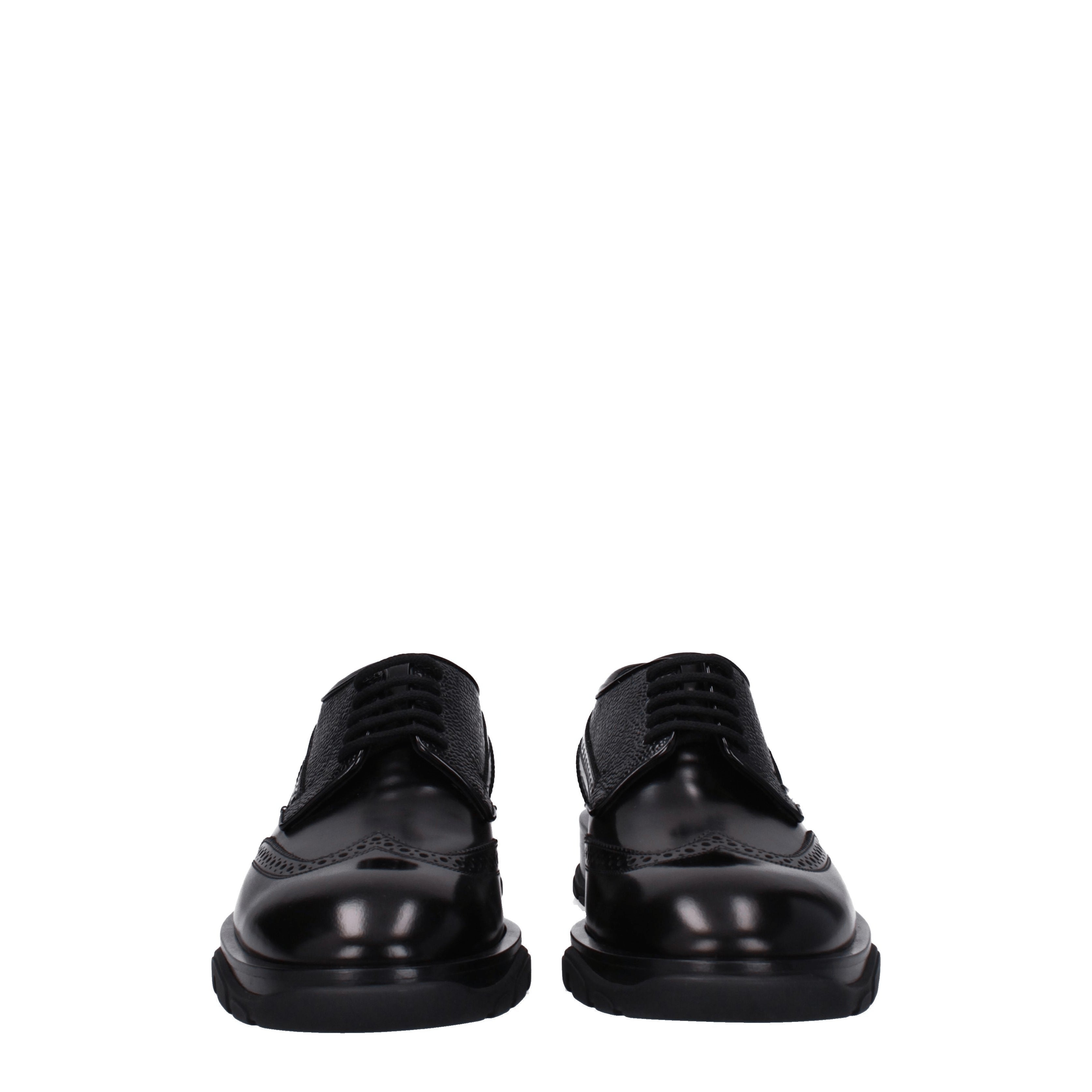 Alexander Mc Queen Hombres Derby Piel Negro
