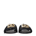 Dolce&Gabbana Women's Rafia Black Sandals And Clogs