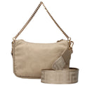 Versace Damens Hobo-Handtasche aus Stoff in Beige/Sand