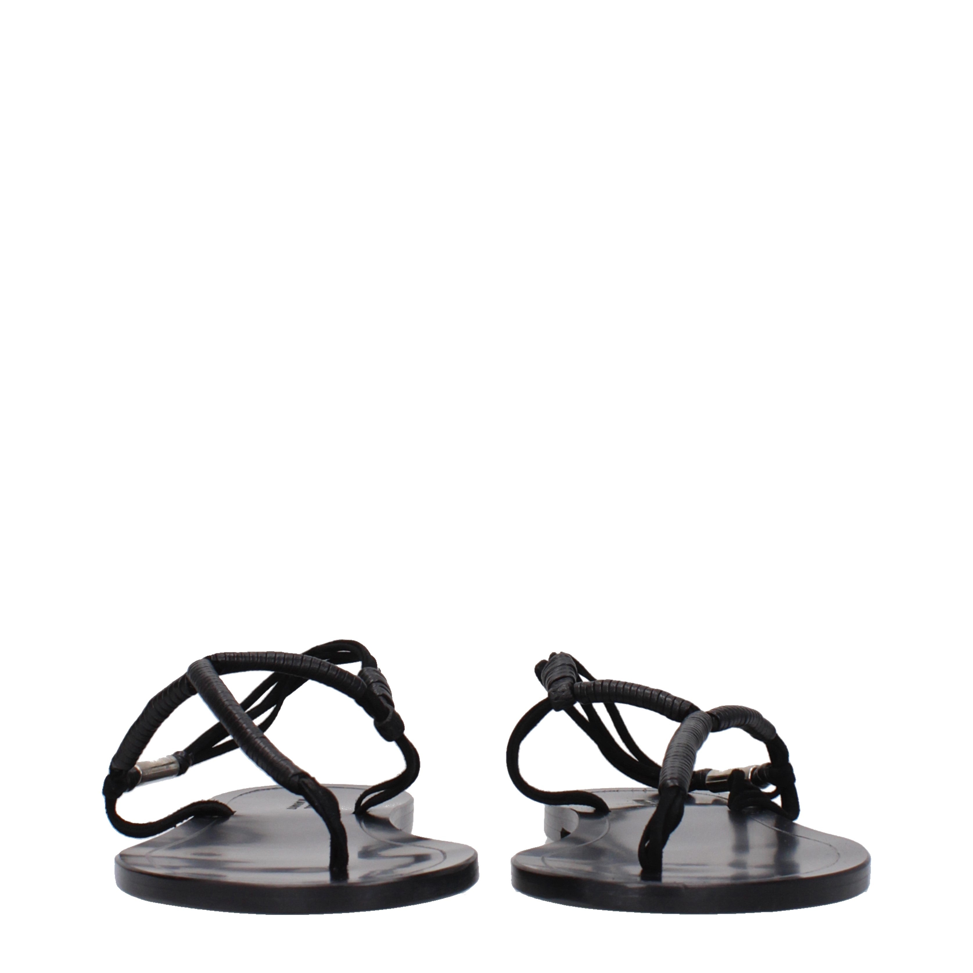 Isabel Marant Women's Leather Flip Flops Black