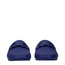Salvatore Ferragamo Men's Blue Leather Jelly Slides And Clogs