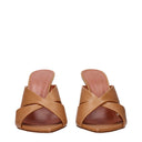 Amina Muaddi Samantha Sandals Women's Leather Brown/Coffee Latte