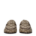 Gucci Damess Mocassins Stof Beige/Ebbenhout