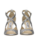 Jimmy Choo Emily Donna Sandals Glitter Silver