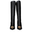 Versace Damens Schwarze Lederstiefel