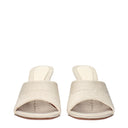 Amina Muaddi Taylor Fabric Sandals Beige