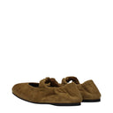 Miu Miu Ruched Leather Ballet Flats Women's Green/Olive