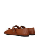 Miu Miu Ballerine Women Leather Brown/Cognac
