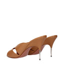 Amina Muaddi Samantha Sandals Women's Leather Brown/Coffee Latte