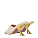 Amina Muaddi Taylor Fabric Sandals Beige