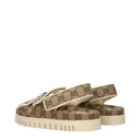 Gucci Slippers And Clogs Women's Fabric Beige/Ebony