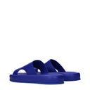Salvatore Ferragamo Men's Blue/Lapis Lazuli Leather Slides And Clogs