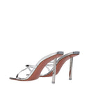 Amina Muaddi Adriana Women's Patent Leather Silver Sandals