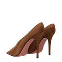 Amina Muaddi Anok Woman Décolleté Satin Brown/Mocha