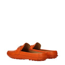 Salvatore Ferragamo Grand Donna Orange Leather Slides And Clogs