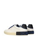 Dolce & Gabbana Portofino Uomo's Scarpe da ginnastica in pelle bianca/denim