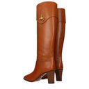 Gucci Elizabeth Mujers Botas Piel Marrón/Cognac