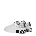 Damskie tenisówki Dolce&Gabbana w kolorze biało-srebrnym, skórzane
