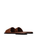 Fendi Men's Slides And Clogs Brown/Leather Leather