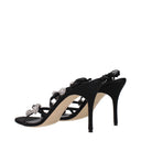 Sandały damskie Manolo Blahnik Elsaka, satynowe, czarne