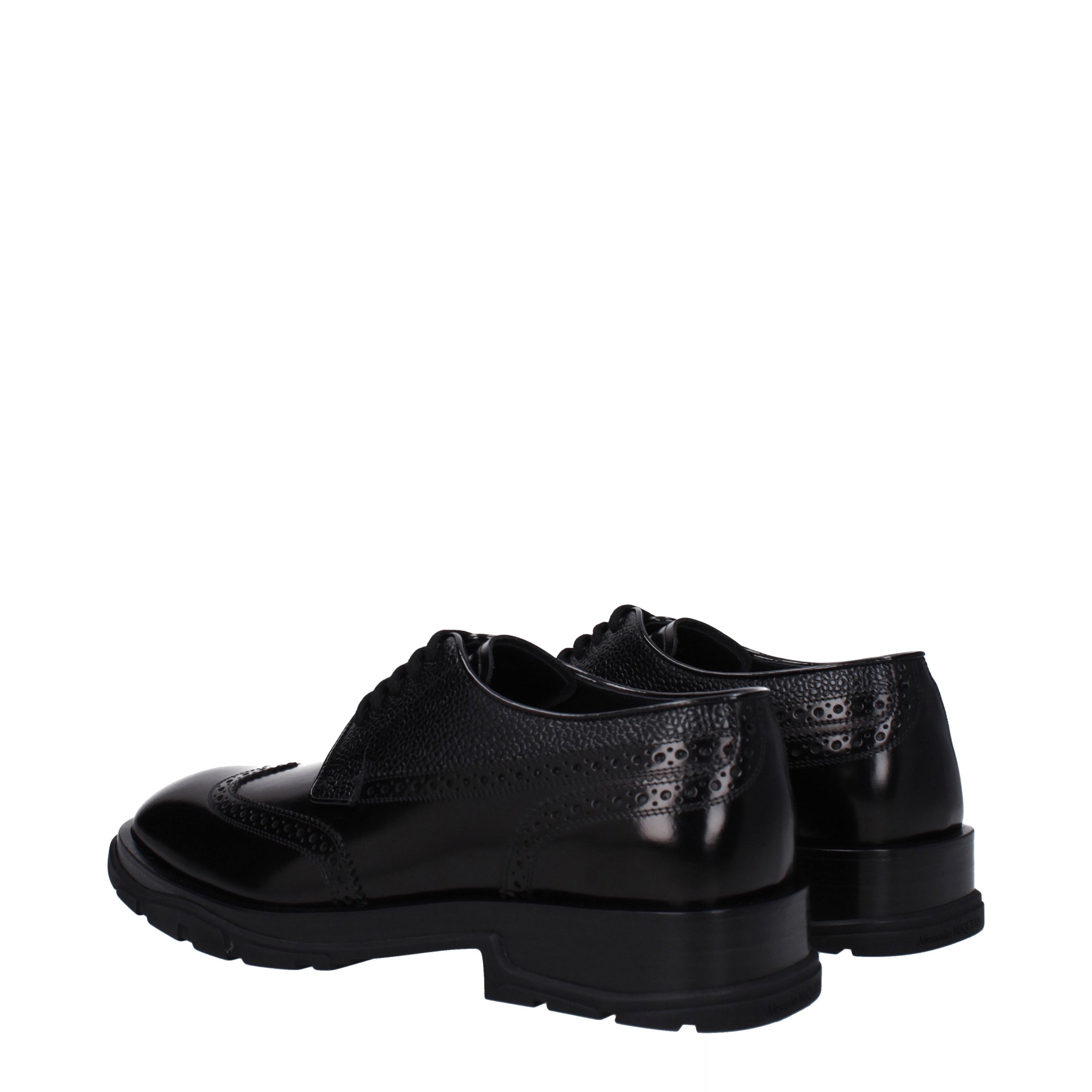 Alexander Mc Queen Hombres Derby Piel Negro