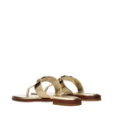 Michael Kors Carson Leather Flip Flops For Women Gold/Pale Gold