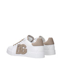 Dolce&Gabbana Portofino Light Women's Sneakers White/Taupe Leather
