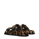 Dolce&Gabbana Women's Slippers And Clogs Velvet Beige/Leopard Print