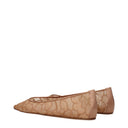 Amina Muaddi Barbara Fabric Ballerina Shoes Women Beige
