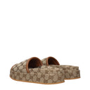 Gucci Women's Fabric Beige Slippers And Clogs