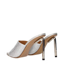 Off White Damens Satinsilberne Sandalen