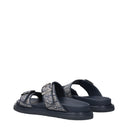 Christian Dior Slippers And Clogs Aqua Men's Fabric Gray/Blue Aviation