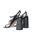Miu Miu Damens Sandalen aus Lackleder in Schwarz/Schiefer