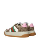 Gucci Women's Sneakers Fabric Beige/Pink
