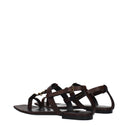 Saint Laurent Cassandra Flip Flops Women's Leather Brown/Moro Head