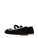 Miu Miu Women's Ballerina Shoes Fabric Black/Ivory