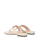 Gucci Women's Flip Flops Leather Beige/Ivory