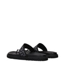 Versace Herrens Flip-Flops aus schwarzem/silberfarbenem Stoff