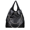 Balenciaga Monaco Chain Shoulder Bags Women Leather Black