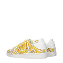 Versace Herrens Sneakers aus weißem/gelbem Leder