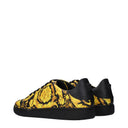 Versace Herrens Sneakers Leder Schwarz/Gelb