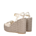 Valentino Garavani Women's Wedge Sandals Beige/Ivory Leather