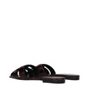 Saint Laurent Tribute Women's Slides And Clogs Brown/Natural Patent Leather